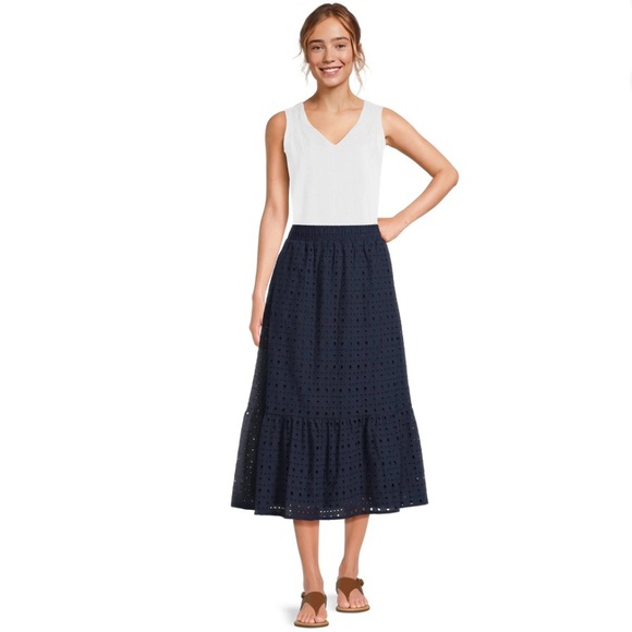 Time and Tru Cotton Eyelet MIDI Skirt XXL - Picture 2 of 8